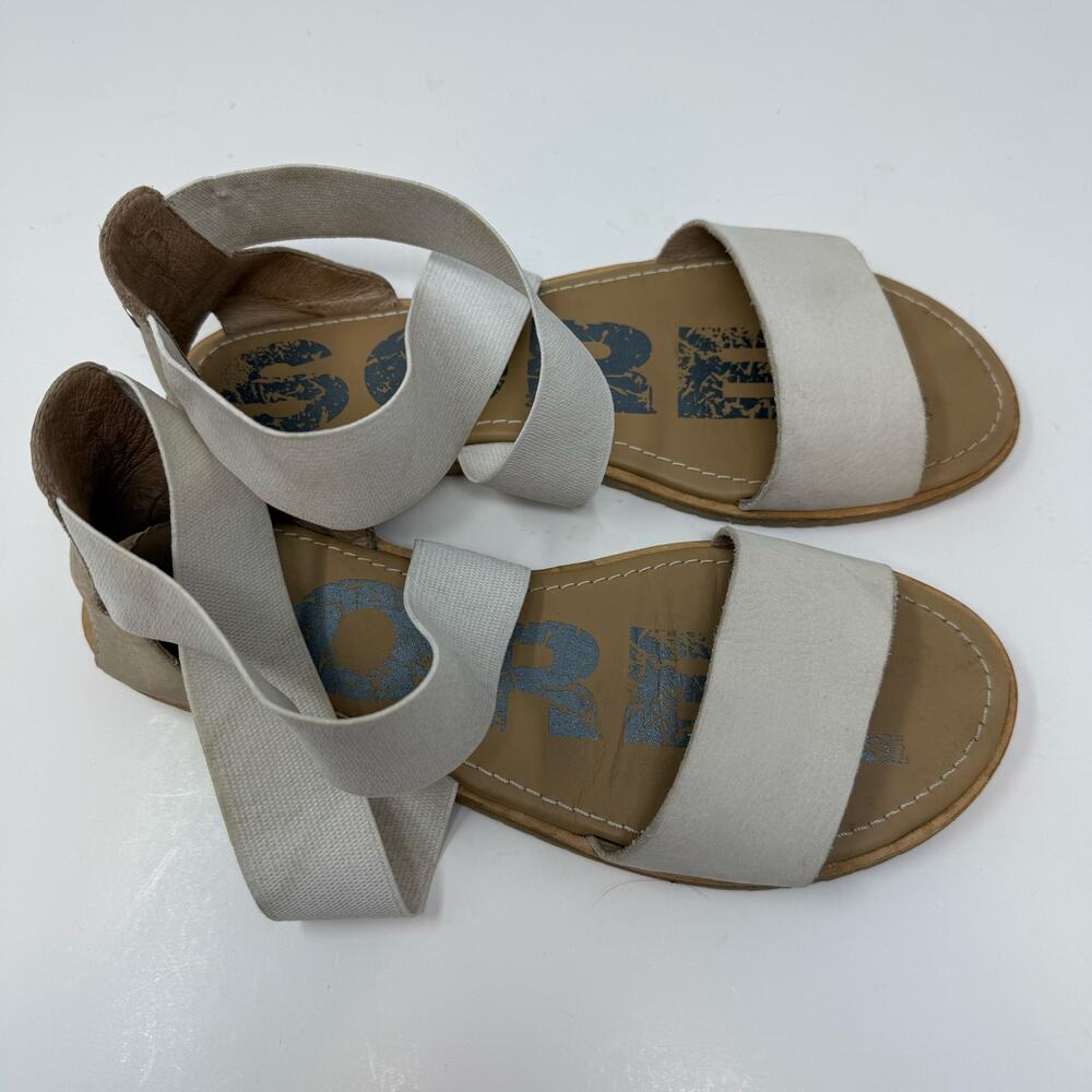 Sorel Ella Sandal Women's 9 Tan Off-White Summer Flats Gladiator Sandals Casual - Picture 3 of 9